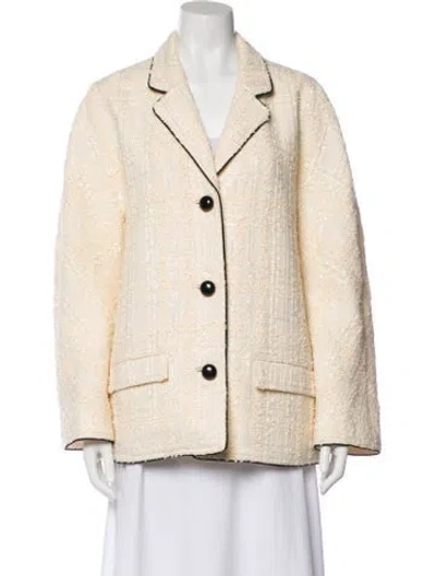 Pre-owned Tory Burch Tweed Pattern Blazer In Neutral