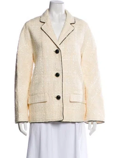 Pre-owned Tory Burch Tweed Pattern Blazer In Neutral