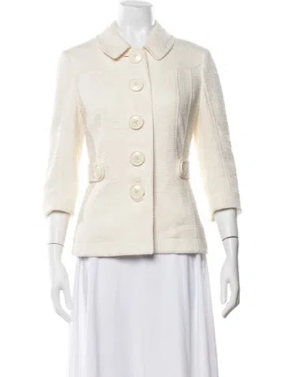 Pre-owned Tory Burch Tweed Pattern Blazer In Neutral