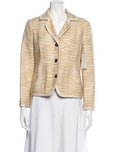 Pre-owned Tory Burch Tweed Pattern Blazer W/ Tags In Metallic/neutrals