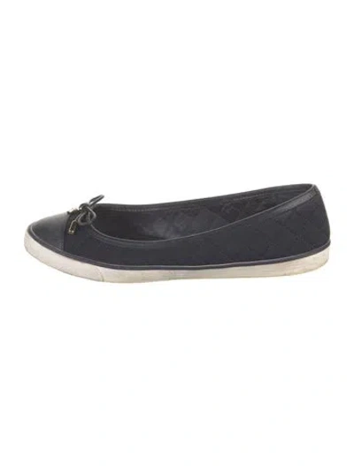 Pre-owned Tory Burch Tweed Pattern Bow Accents Sneakers In Blue