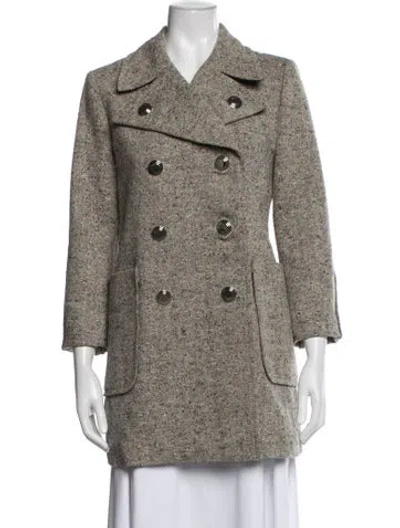 Pre-owned Tory Burch Tweed Pattern Coat In Neutrals