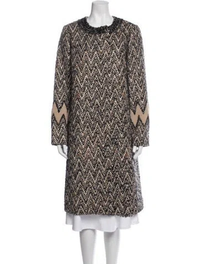 Pre-owned Tory Burch Tweed Pattern Coat In Neutrals