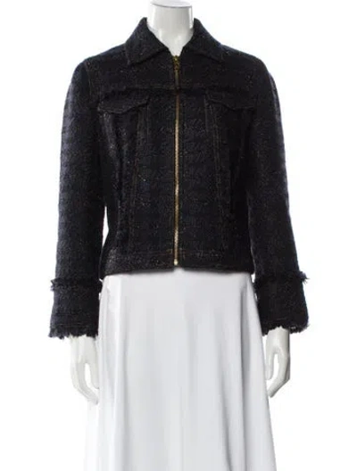Pre-owned Tory Burch Tweed Pattern Denim Jacket In Neutral