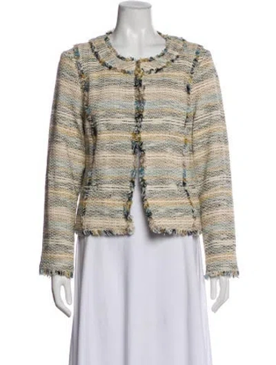 Pre-owned Tory Burch Tweed Pattern Down Jacket In Neutral