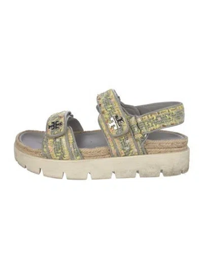 Pre-owned Tory Burch Tweed Pattern Espadrilles In Neutral