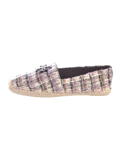 Pre-owned Tory Burch Tweed Pattern Espadrilles In Purple