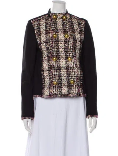 Pre-owned Tory Burch Tweed Pattern Evening Jacket In Black