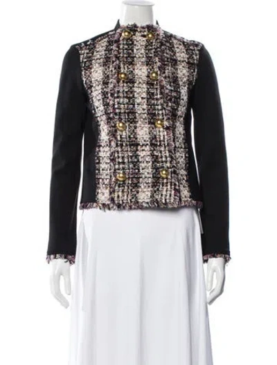 Pre-owned Tory Burch Tweed Pattern Evening Jacket In Black