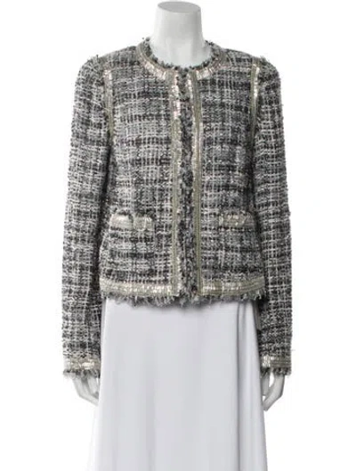 Pre-owned Tory Burch Tweed Pattern Evening Jacket In Blue