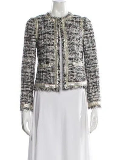 Pre-owned Tory Burch Tweed Pattern Evening Jacket In Gray