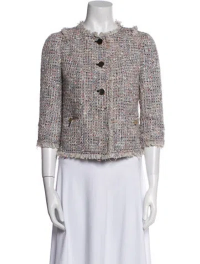 Pre-owned Tory Burch Tweed Pattern Evening Jacket In Multi