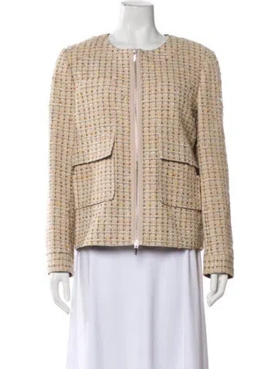 Pre-owned Tory Burch Tweed Pattern Evening Jacket In Neutral