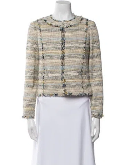 Pre-owned Tory Burch Tweed Pattern Evening Jacket In Neutral