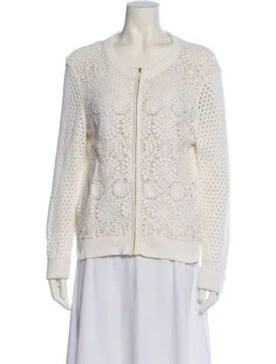 Pre-owned Tory Burch Tweed Pattern Evening Jacket In Neutral