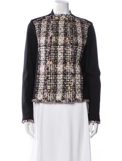 Pre-owned Tory Burch Tweed Pattern Evening Jacket W/ Tags In Black