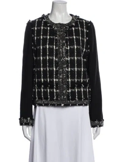 Pre-owned Tory Burch Tweed Pattern Evening Jacket W/ Tags In Black
