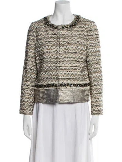 Pre-owned Tory Burch Tweed Pattern Evening Jacket W/ Tags In Neutral