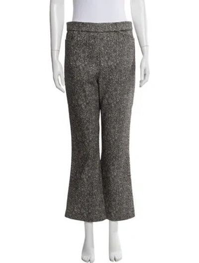 Pre-owned Tory Burch Tweed Pattern Flared Pants In Black