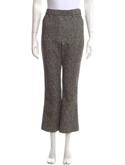 Pre-owned Tory Burch Tweed Pattern Flared Pants W/ Tags In White