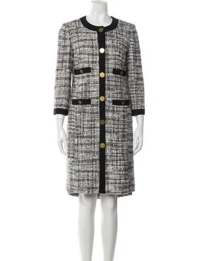 Pre-owned Tory Burch Tweed Pattern Glitter Accents Skirt Set In Grey