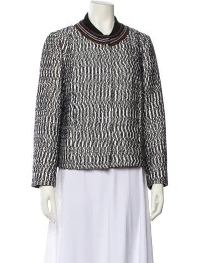 Pre-owned Tory Burch Tweed Pattern Jacket In Black