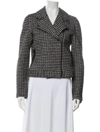 Pre-owned Tory Burch Tweed Pattern Jacket In Gray