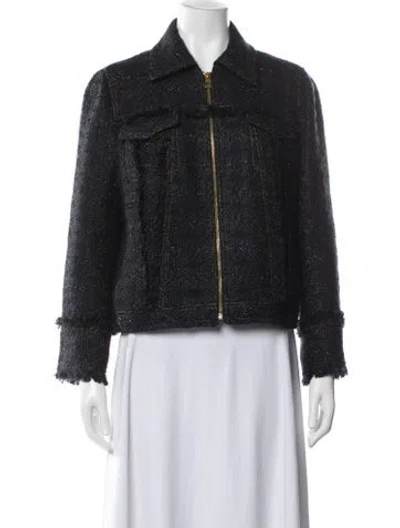 Pre-owned Tory Burch Tweed Pattern Jacket In Gray
