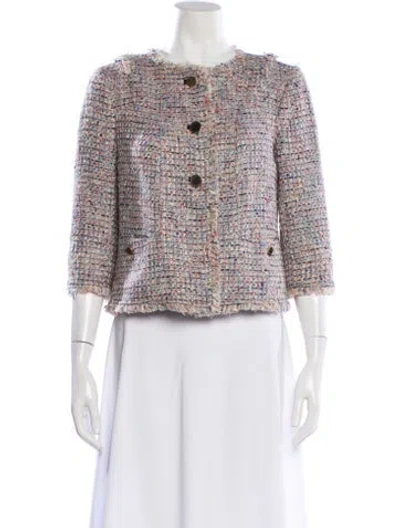 Pre-owned Tory Burch Tweed Pattern Jacket In Multi
