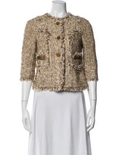 Pre-owned Tory Burch Tweed Pattern Jacket In Multi