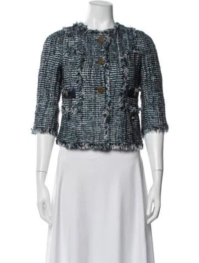 Pre-owned Tory Burch Tweed Pattern Jacket In Multi