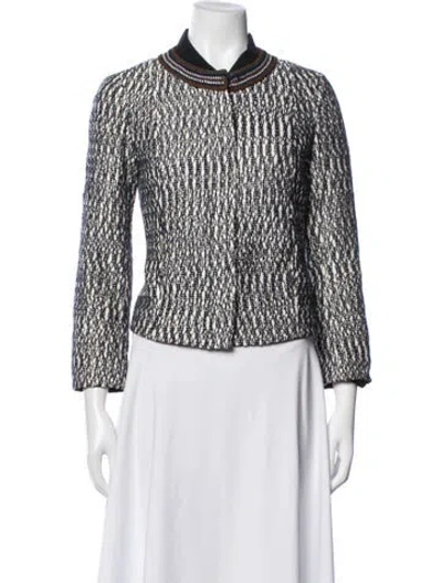 Pre-owned Tory Burch Tweed Pattern Jacket In Multicolor