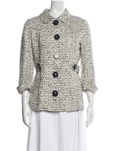 Pre-owned Tory Burch Tweed Pattern Jacket In Multicolor