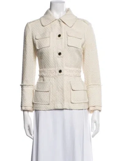 Pre-owned Tory Burch Tweed Pattern Jacket In Neutral