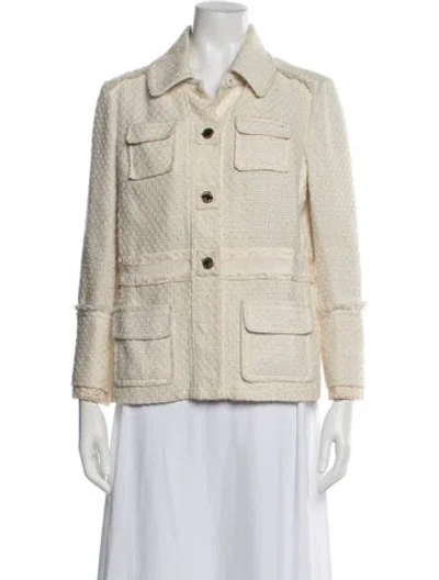 Pre-owned Tory Burch Tweed Pattern Jacket In Neutrals