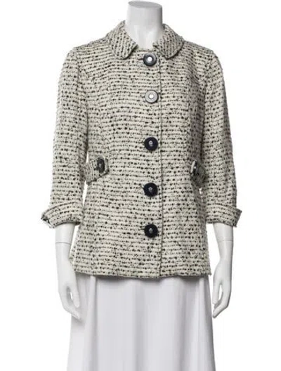 Pre-owned Tory Burch Tweed Pattern Jacket In Neutrals
