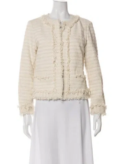 Pre-owned Tory Burch Tweed Pattern Jacket In Neutrals