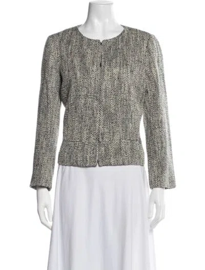 Pre-owned Tory Burch Tweed Pattern Jacket In Neutrals