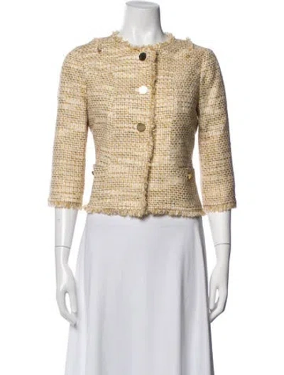 Pre-owned Tory Burch Tweed Pattern Jacket In Neutrals