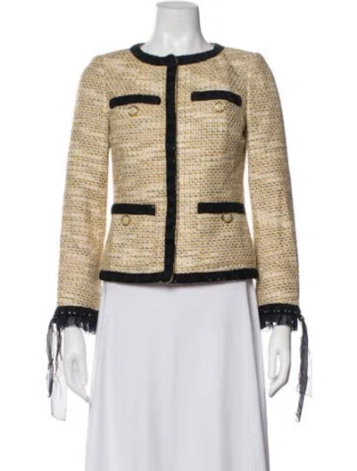 Pre-owned Tory Burch Tweed Pattern Jacket In Neutrals