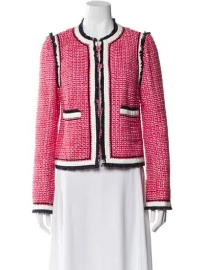 Pre-owned Tory Burch Tweed Pattern Jacket In Pink