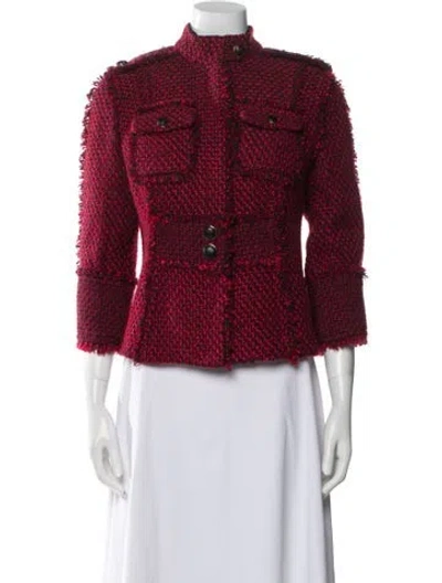 Pre-owned Tory Burch Tweed Pattern Jacket In Red