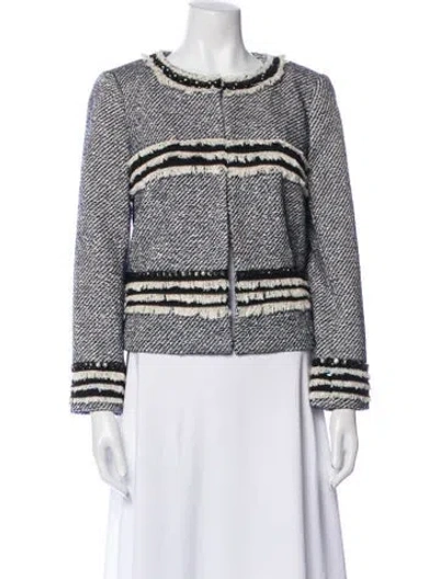 Pre-owned Tory Burch Tweed Pattern Jacket W/ Tags In Blue