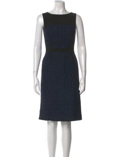 Pre-owned Tory Burch Tweed Pattern Knee-length Dress In Black