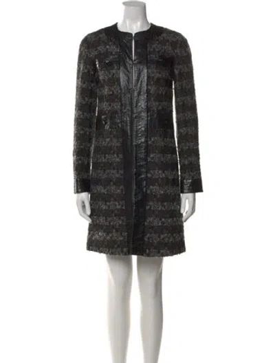 Pre-owned Tory Burch Tweed Pattern Knee-length Dress In Black