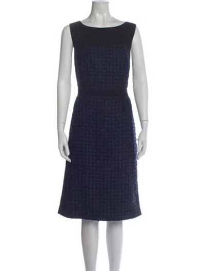 Pre-owned Tory Burch Tweed Pattern Knee-length Dress In Black