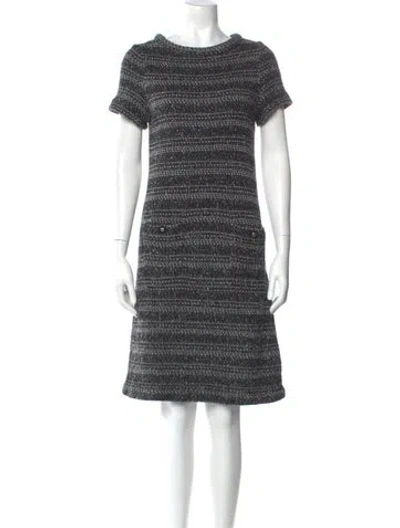 Pre-owned Tory Burch Tweed Pattern Knee-length Dress In Black