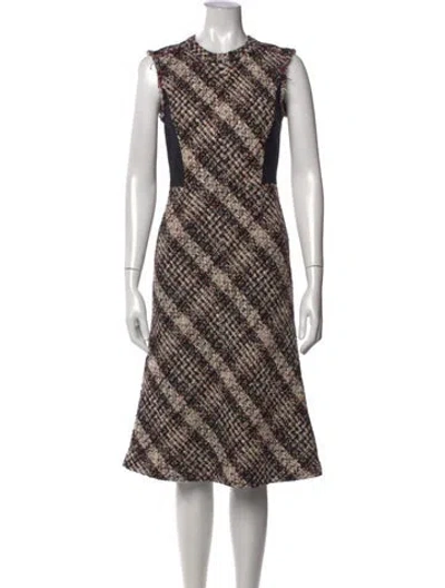 Pre-owned Tory Burch Tweed Pattern Knee-length Dress In Black