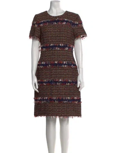 Pre-owned Tory Burch Tweed Pattern Knee-length Dress In Blue