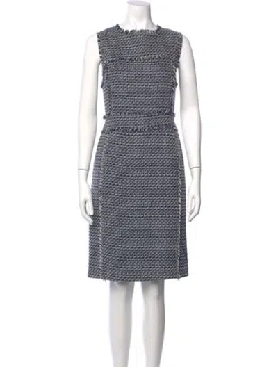 Pre-owned Tory Burch Tweed Pattern Knee-length Dress In Blue